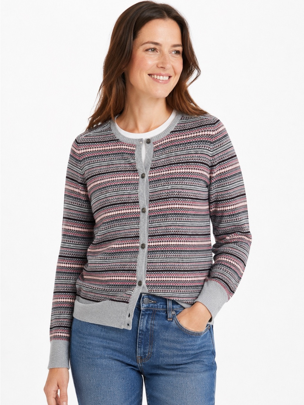 L.L. Bean Cashmere Blend Fair Isle Cardigan